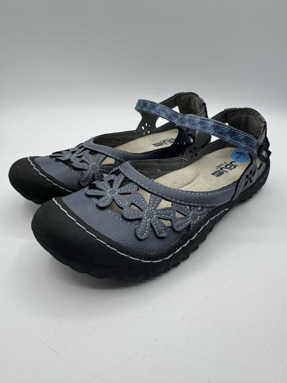 JBU By Jambu Womens Size 7.5 Wildflower Blue Mary Jane Shoes Faux Leather Floral